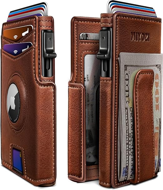 Air tag Wallet for Men, with Money Clip 10 Cards Metal Case