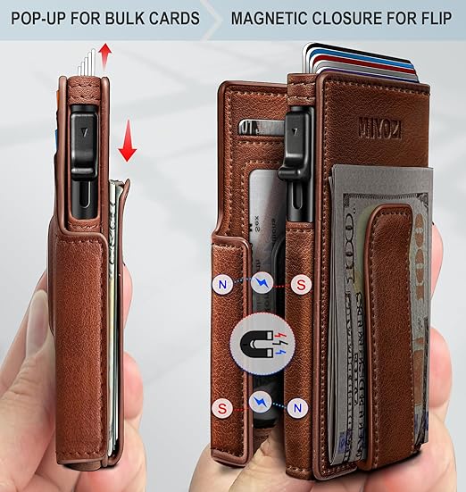 Air tag Wallet for Men, with Money Clip 10 Cards Metal Case