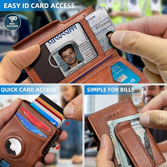 Air tag Wallet for Men, with Money Clip 10 Cards Metal Case