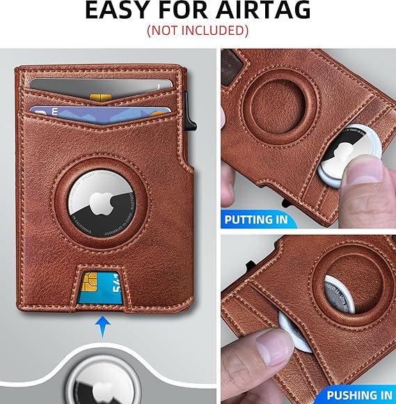 Air tag Wallet for Men, with Money Clip 10 Cards Metal Case